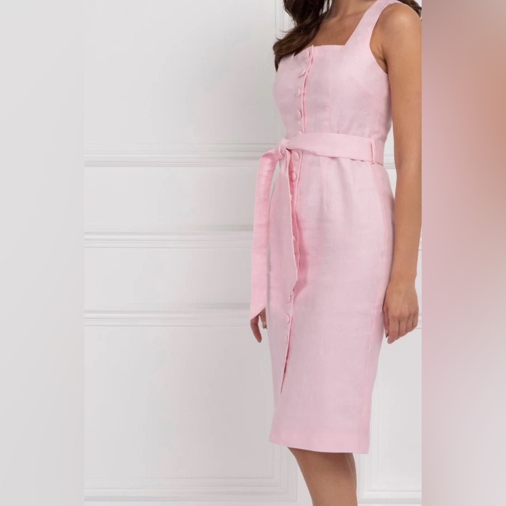 Aavelle rose pink linen dress-Size Small